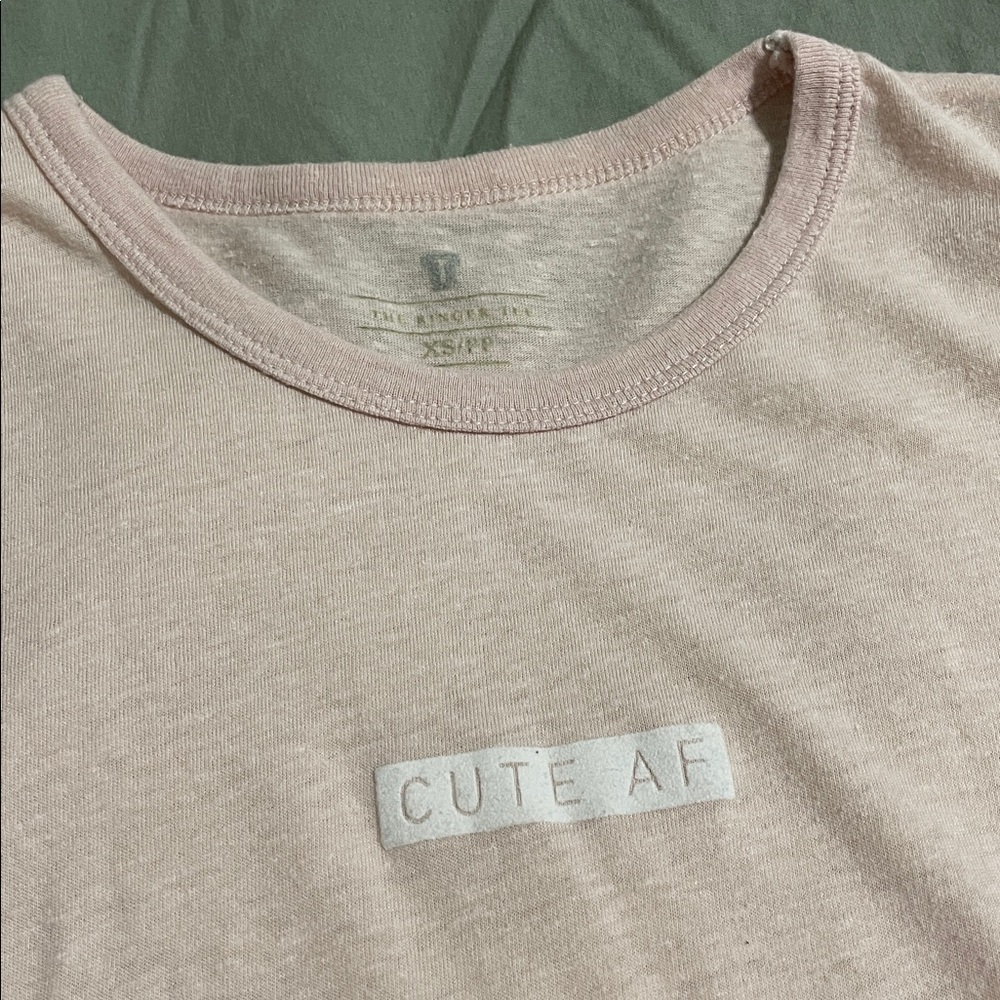 Pink Women's “CUTE AF” Ringer Tee - Picture 2 of 2